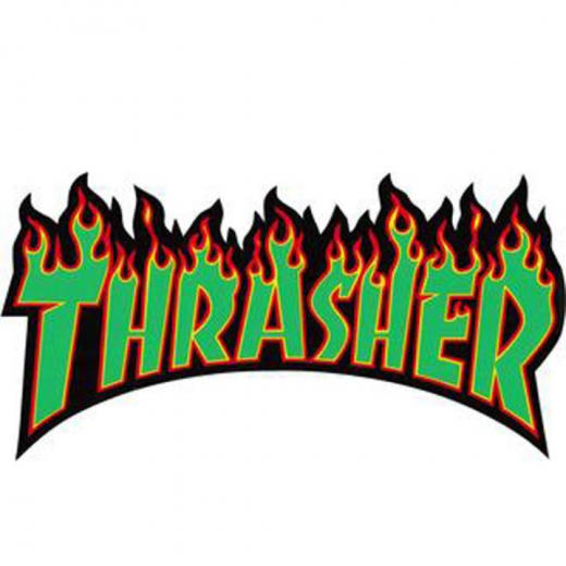 Thrasher Flame Medium rasta Sticker