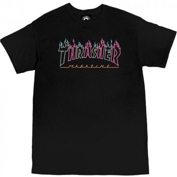 Thrasher Double Flame Neon black T-Shirt