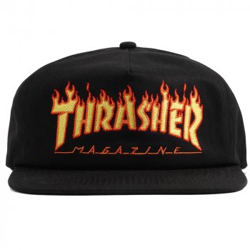 Thrasher Embroidered Flame Logo black Snap Back Gorra