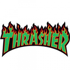 Thrasher Flame Medium rasta Sticker
