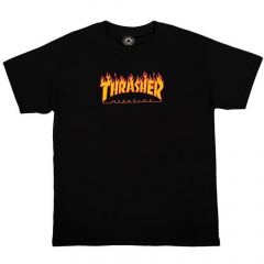 Thrasher Flame black Niños Camiseta