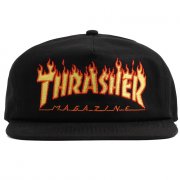 Thrasher Embroidered Flame Logo black Snap Back Cap