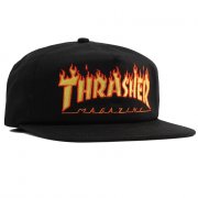 Thrasher Embroidered Flame Logo black Snap Back Gorra